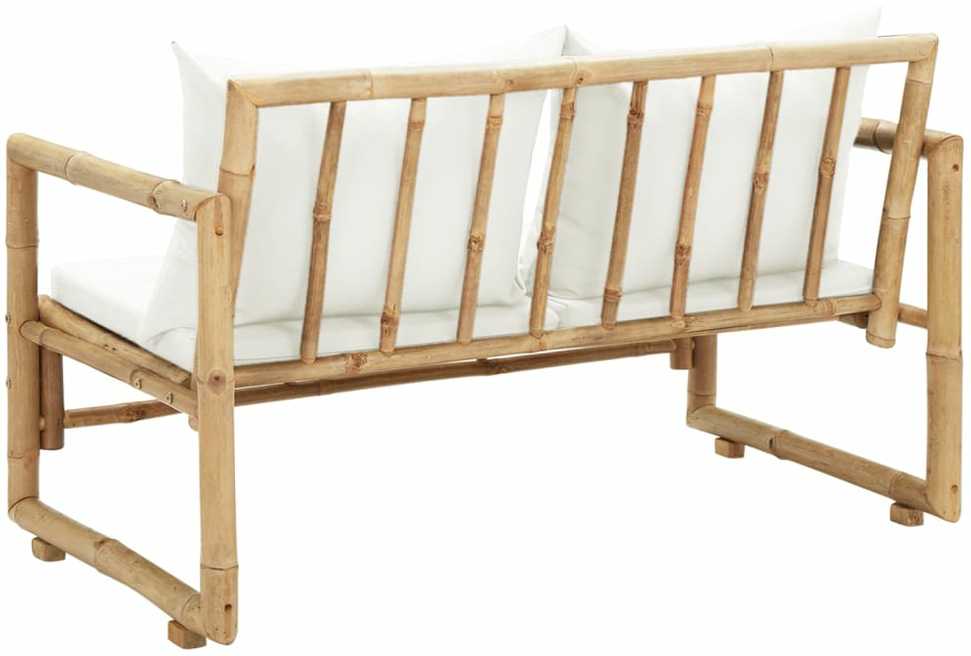 Dvivietė sodo sofa su pagalvėlėmis, pilkos spalvos, bambukas