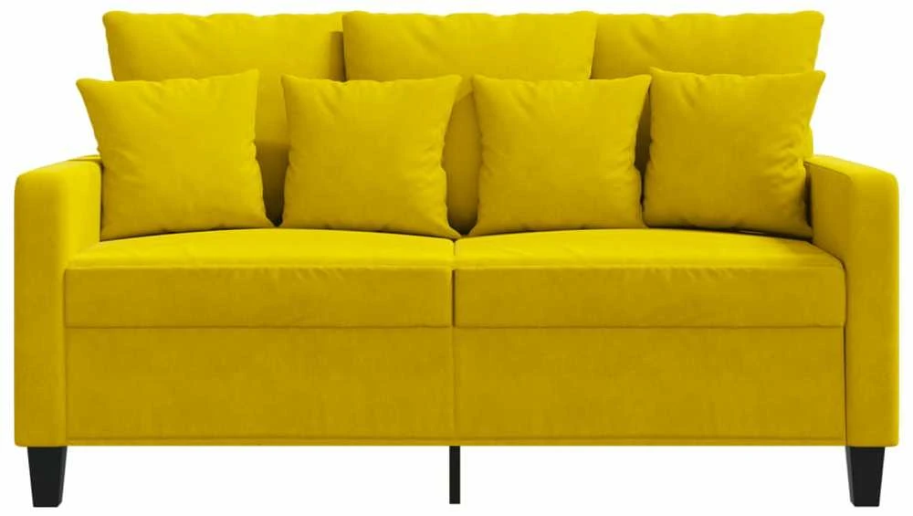 Dvivietė sofa, geltonos spalvos, 120cm, aksomas