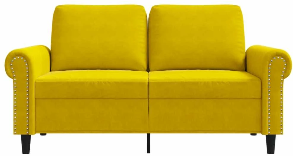 Dvivietė sofa, geltonos spalvos, 120cm, aksomas