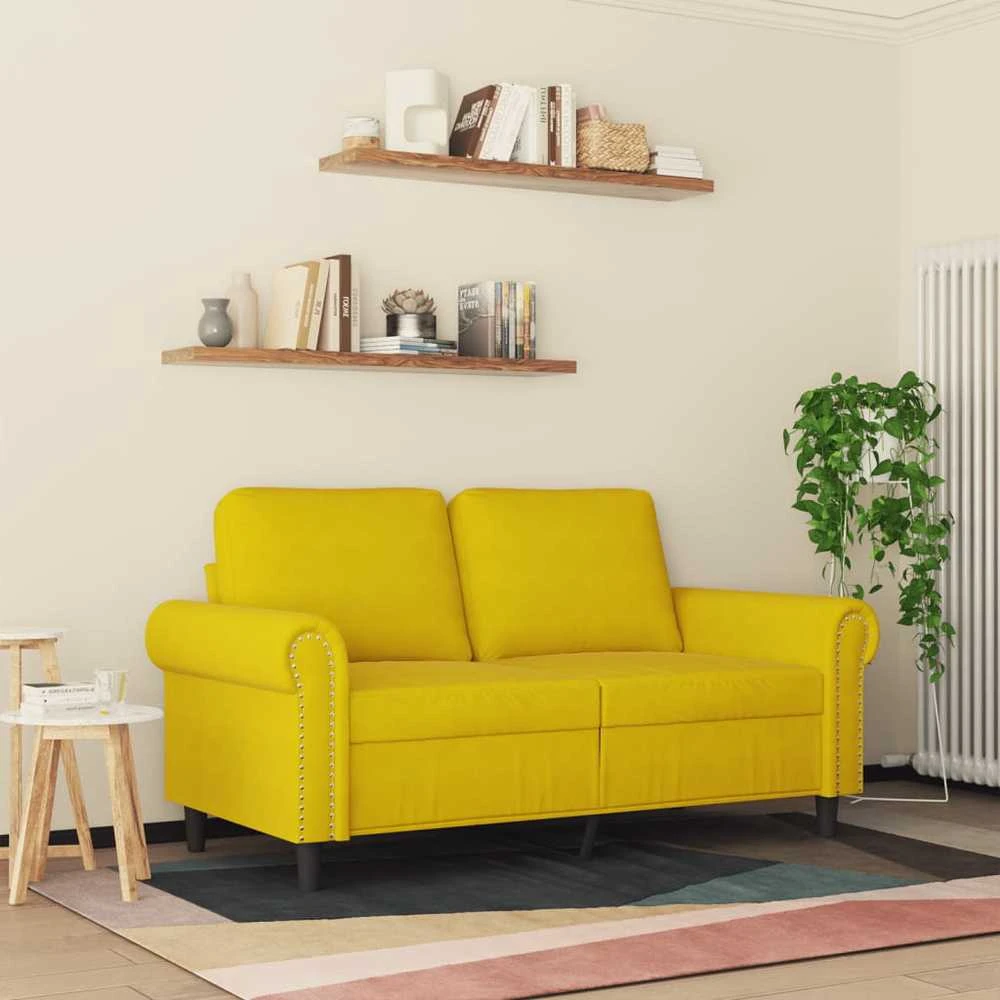 Dvivietė sofa, geltonos spalvos, 120cm, aksomas