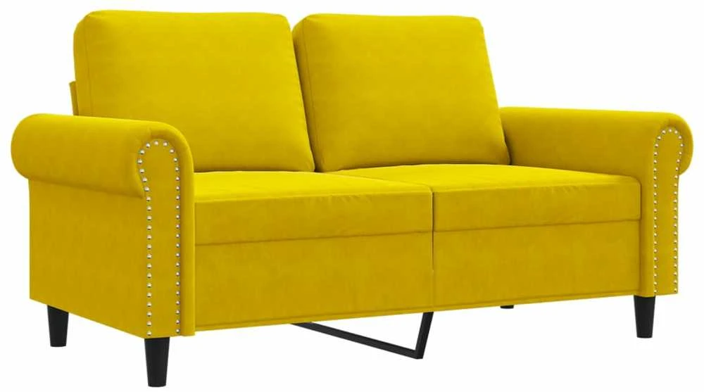 Dvivietė sofa, geltonos spalvos, 120cm, aksomas