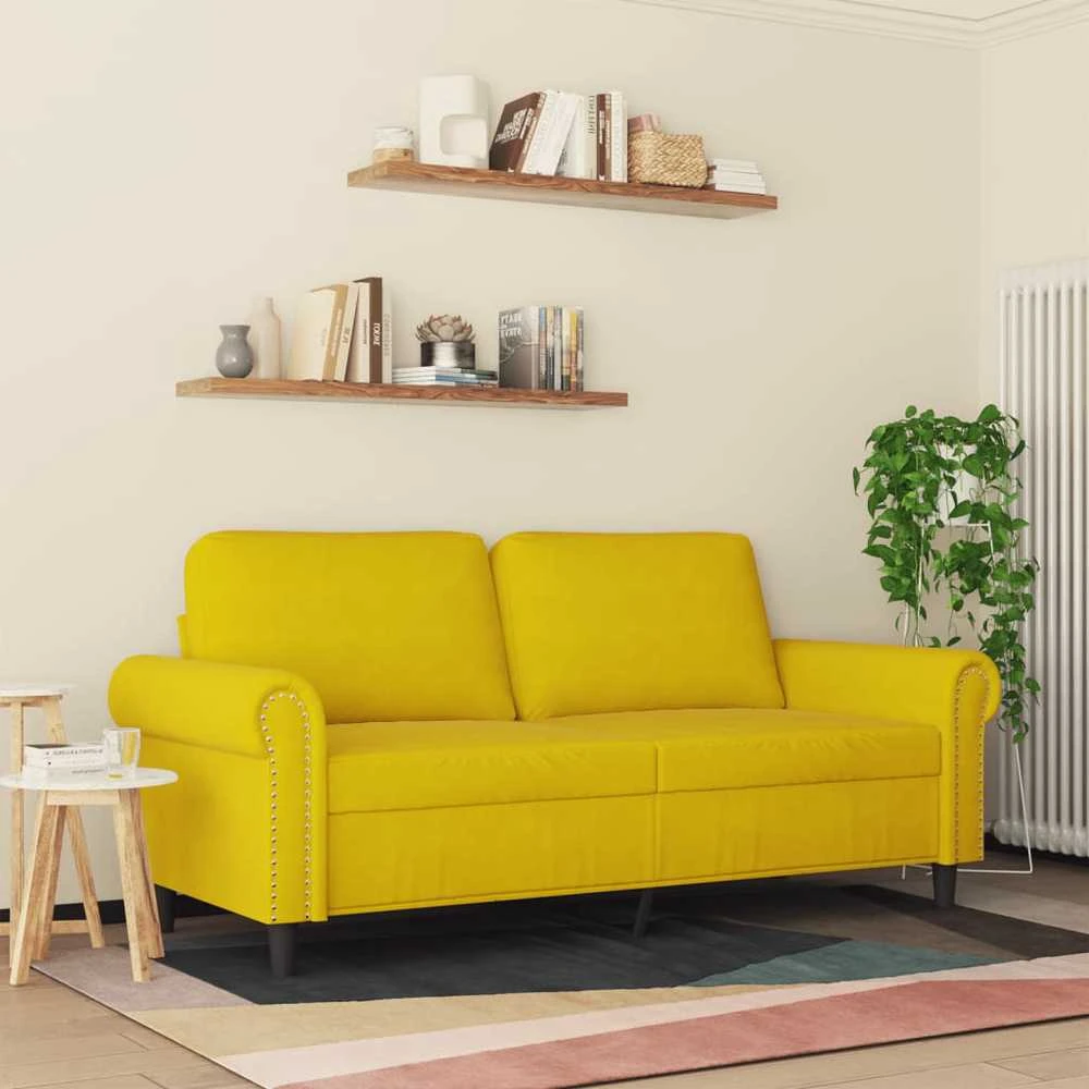 Dvivietė sofa, geltonos spalvos, 140cm, aksomas