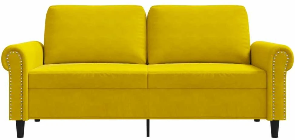 Dvivietė sofa, geltonos spalvos, 140cm, aksomas