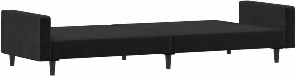 Dvivietė sofa-lova, juodos spalvos, aksomas