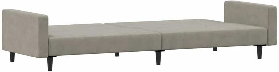 Dvivietė sofa-lova, šviesiai pilkos spalvos, aksomas
