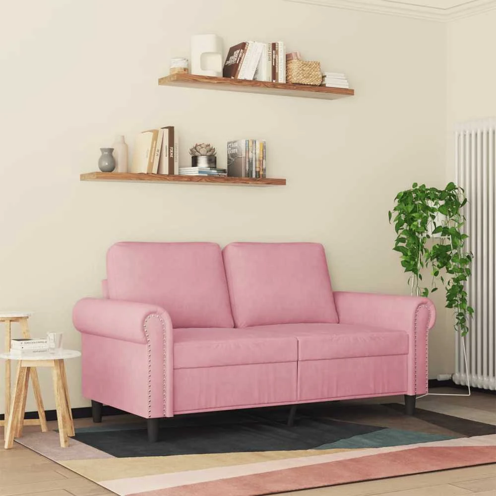 Dvivietė sofa, rožinės spalvos, 120cm, aksomas