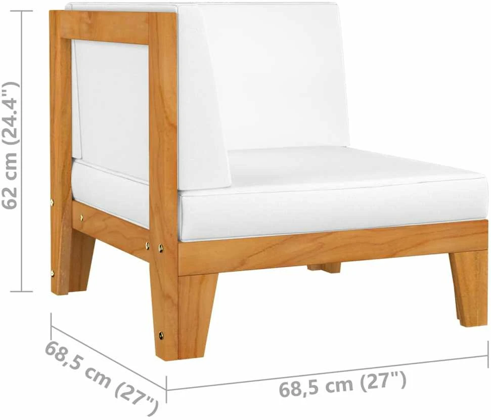 Dvivietė sofa su kreminėmis pagalvėlėmis, akacijos masyvas