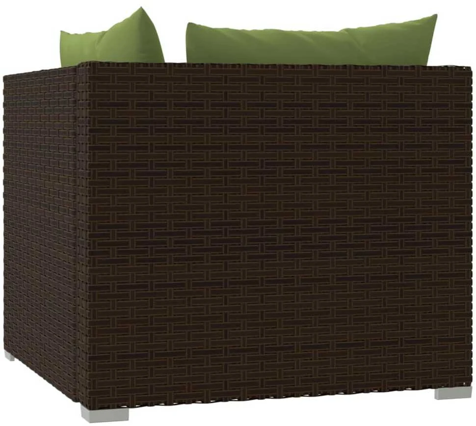 Lauko baldų komplektas Dvivietė sofa su pagalvėlėmis, rudos spalvos, poliratanas