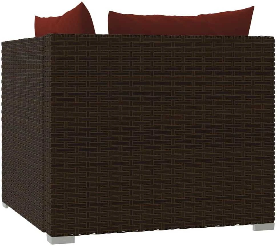 Lauko baldų komplektas Dvivietė sofa su pagalvėlėmis, rudos spalvos, poliratanas