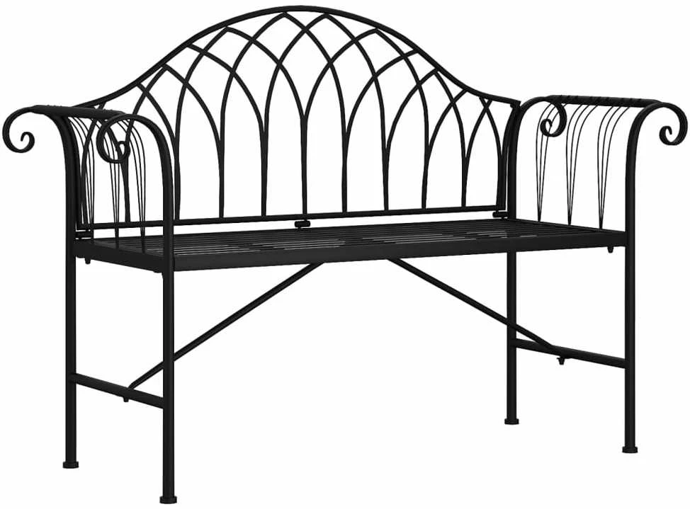 Dvivietis sodo suoliukas, juodos spalvos, 128cm, plienas