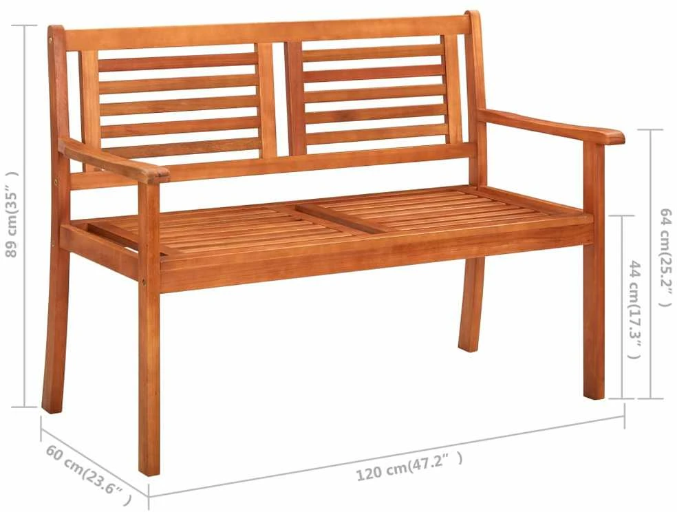 Dvivietis sodo suoliukas su pagalvėle, 120cm, eukalipto masyvas
