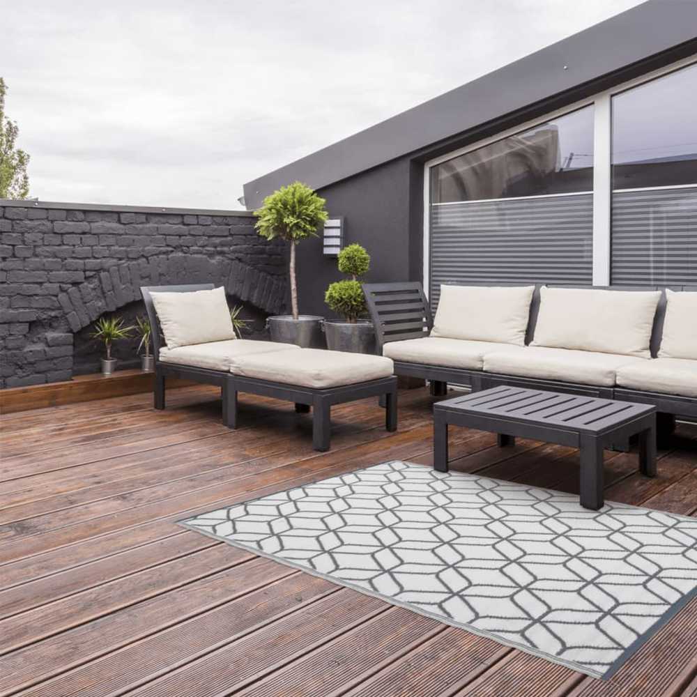 Esschert Design Lauko kilimas, pilkas ir baltas, 180x121cm, OC25