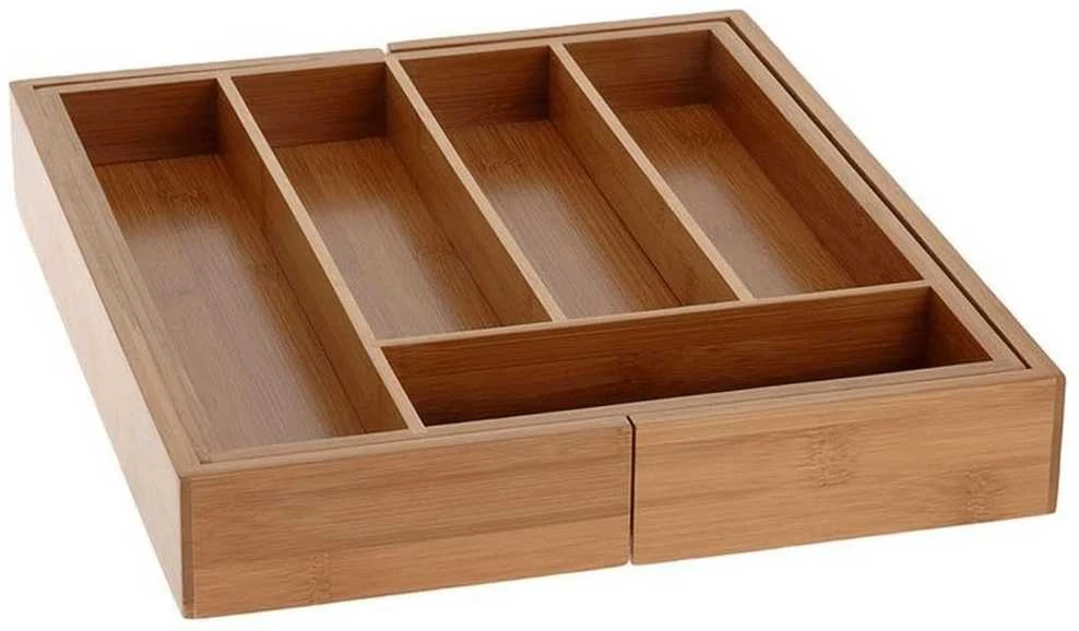 Excellent Houseware Prailginamas stalo įrankių dėklas, bambukas