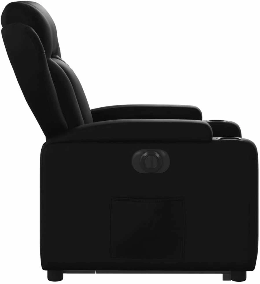 Fotelis Atsistojantis elektrinis krėslas, juodas, dirbtinė oda