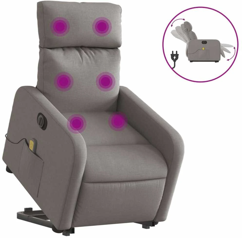 Fotelis Atsistojantis elektrinis masažinis krėslas, taupe, audinys