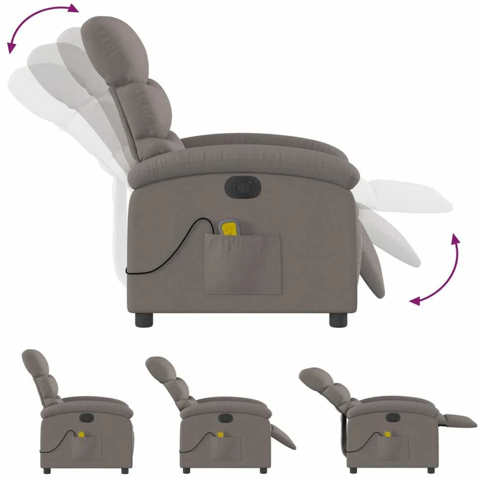 Fotelis Elektrinis atlošiamas masažinis krėslas, taupe, audinys