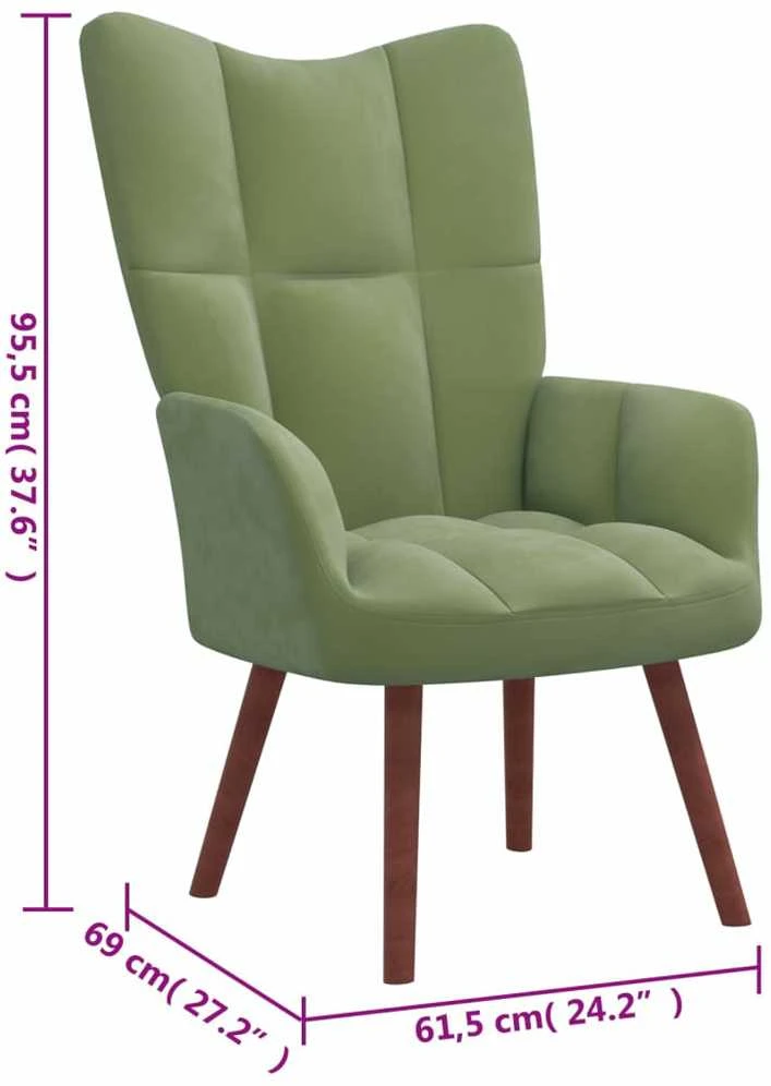 Fotelis Poilsio kėdė su pakoja, šviesiai žalios spalvos, aksomas