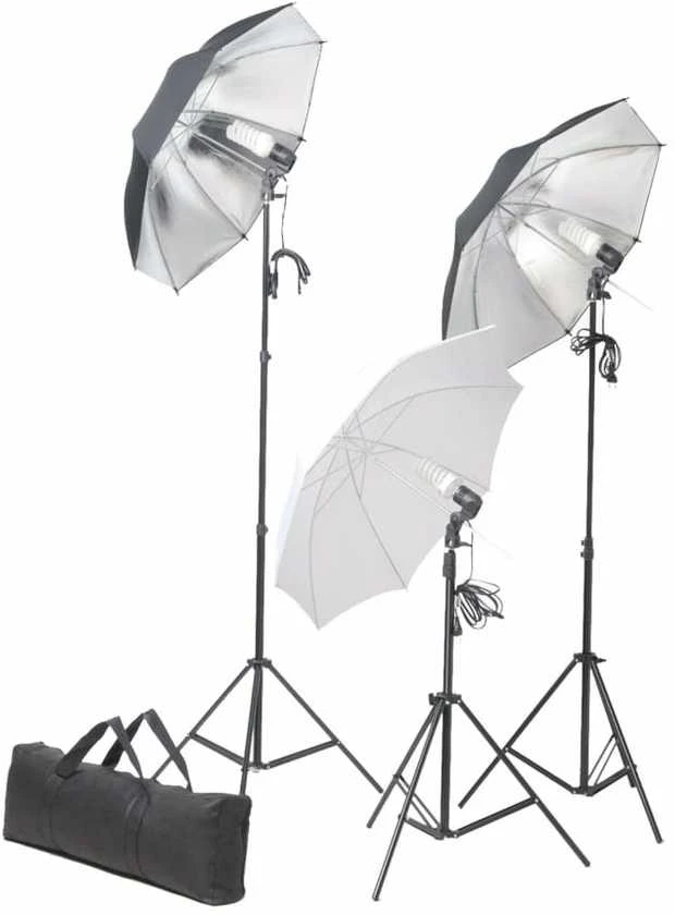 Fotostudijos komplektas su apšvietimo rinkiniu ir fonu