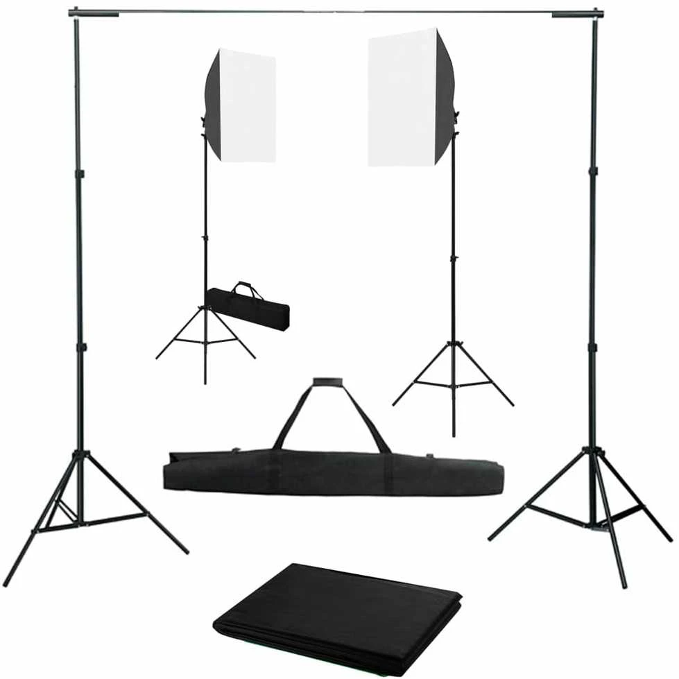 Fotostudijos komplektas su šviesdėžėmis ir fonu