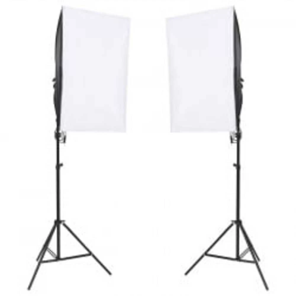 Fotostudijos rinkinys su šviestuvais, fonu ir reflektoriumi
