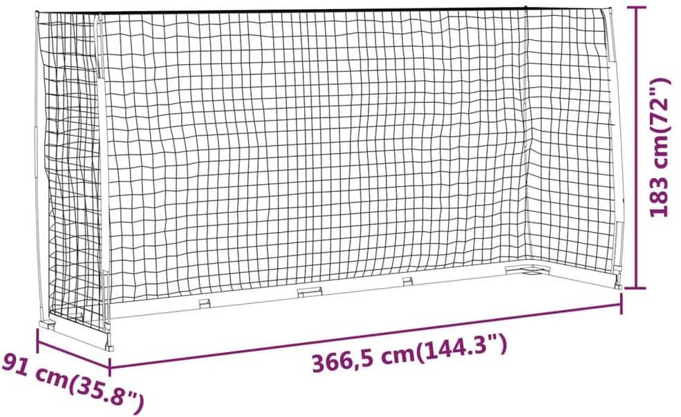 Futbolo vartai, 366,5x91x183cm, plienas