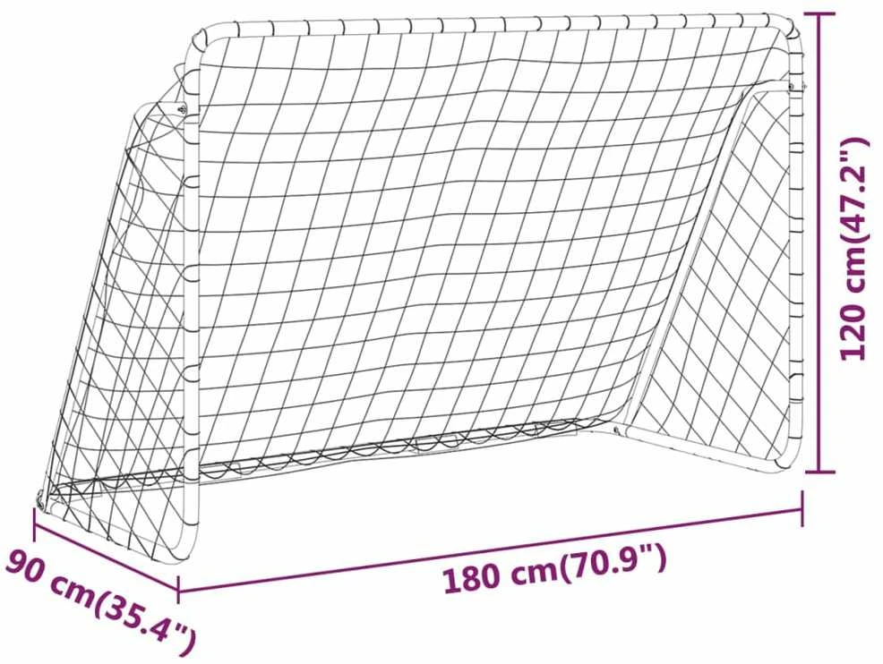Futbolo vartai su tinklu, balti, 180x90x120cm, plienas