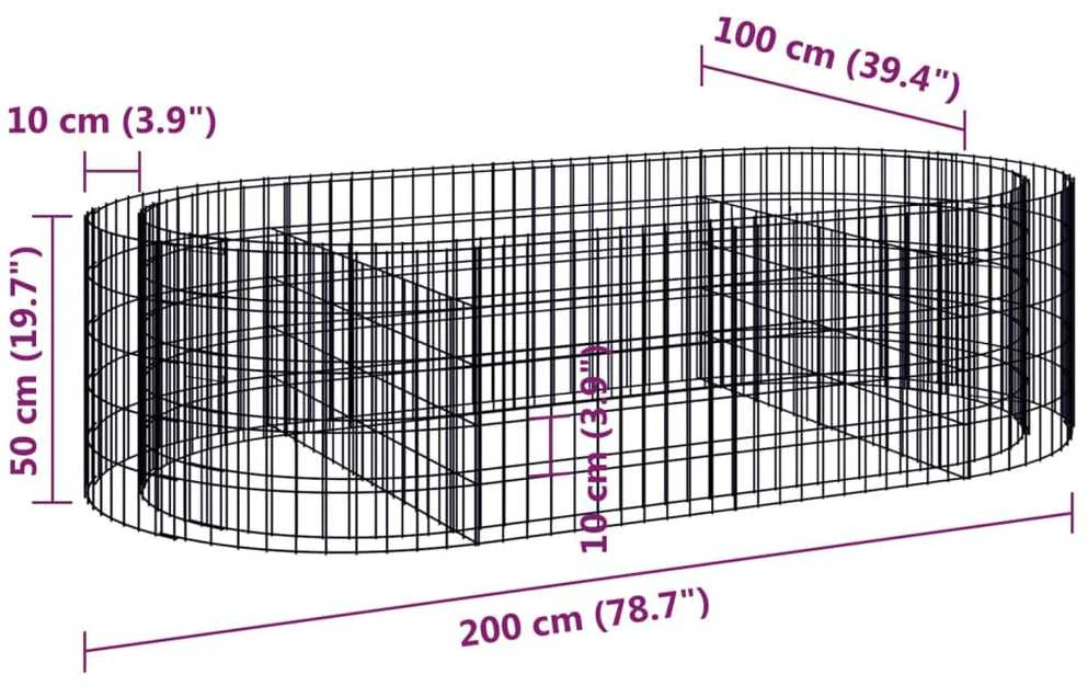 Gabiono lovelis, 200x100x50cm, galvanizuota geležis, aukštas