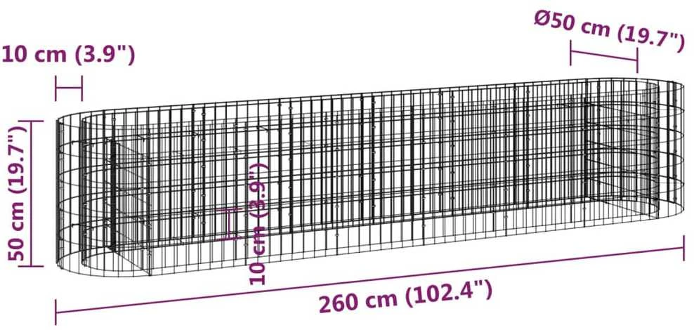 Gabiono lovelis, 260x50x50cm, galvanizuota geležis, aukštas