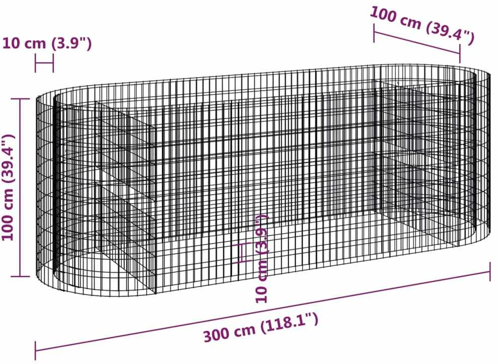 Gabiono lovelis, 300x100x100cm, galvanizuota geležis, aukštas