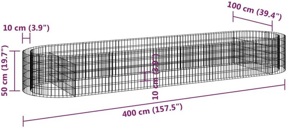 Gabiono lovelis, 400x100x50cm, galvanizuota geležis, aukštas