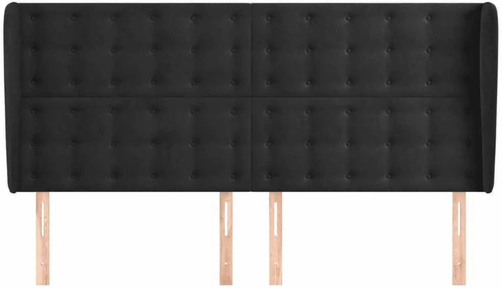 Galvūgalis su auselėmis, juodas, 203x23x118/128cm, aksomas