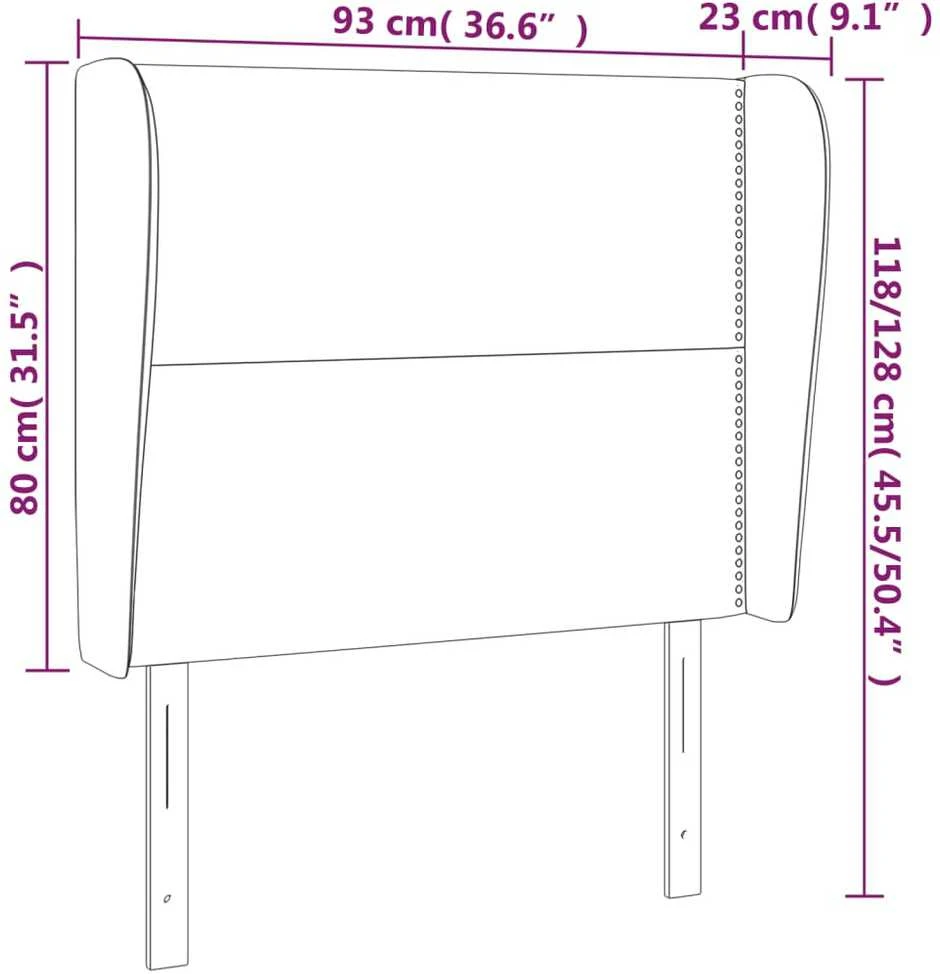 Galvūgalis su auselėmis, juodas, 93x23x118/128cm, dirbtinė oda