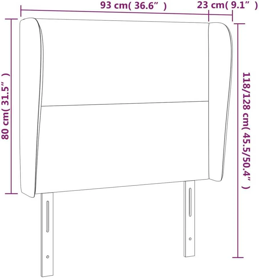 Galvūgalis su auselėmis, juodas, 93x23x118/128cm, dirbtinė oda
