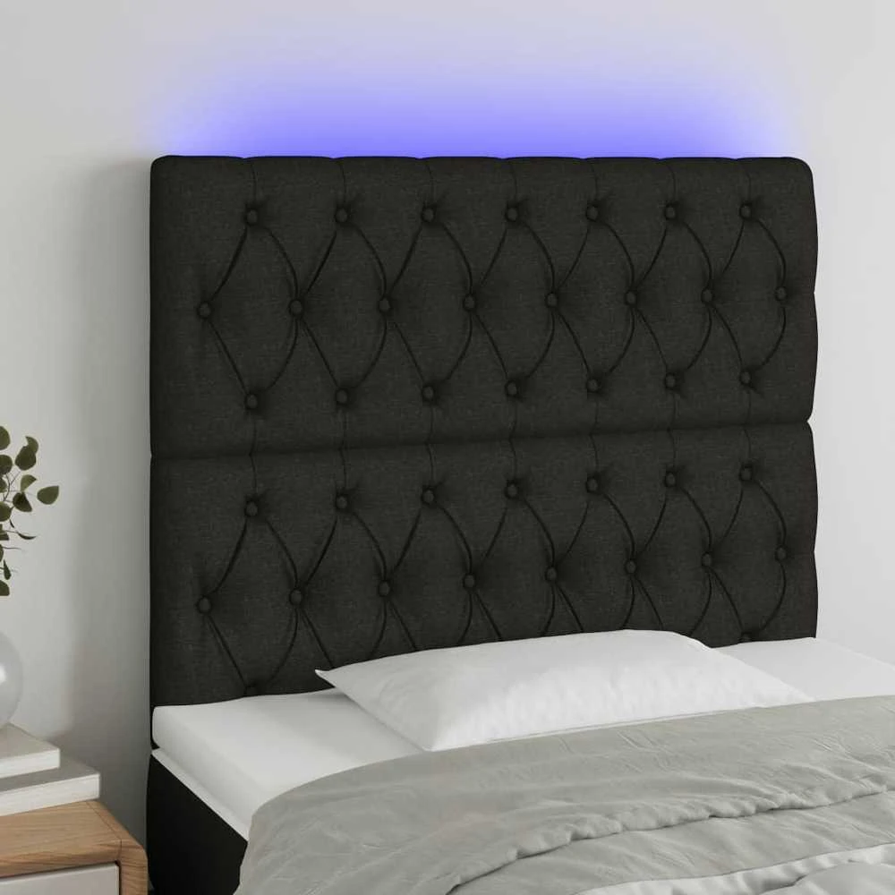 Galvūgalis su LED, juodos spalvos, 100x7x118/128cm, audinys
