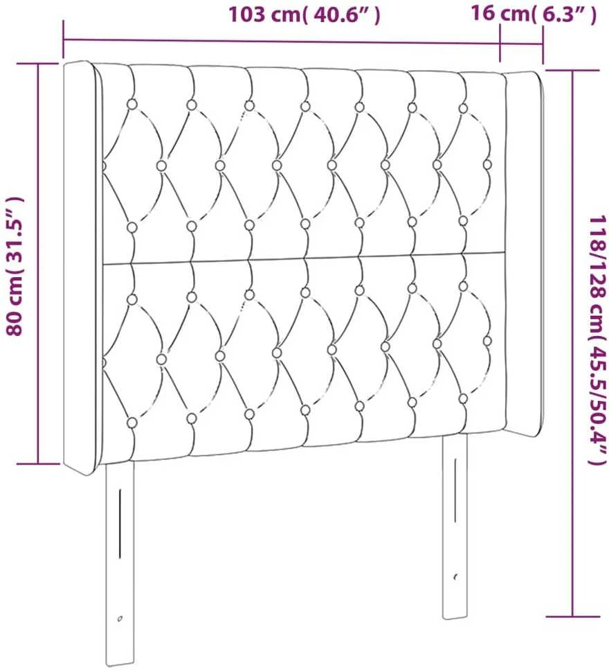 Galvūgalis su LED, juodos spalvos, 103x16x118/128cm, audinys