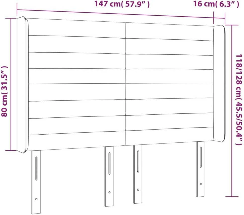 Galvūgalis su LED, juodos spalvos, 147x16x118/128cm, audinys
