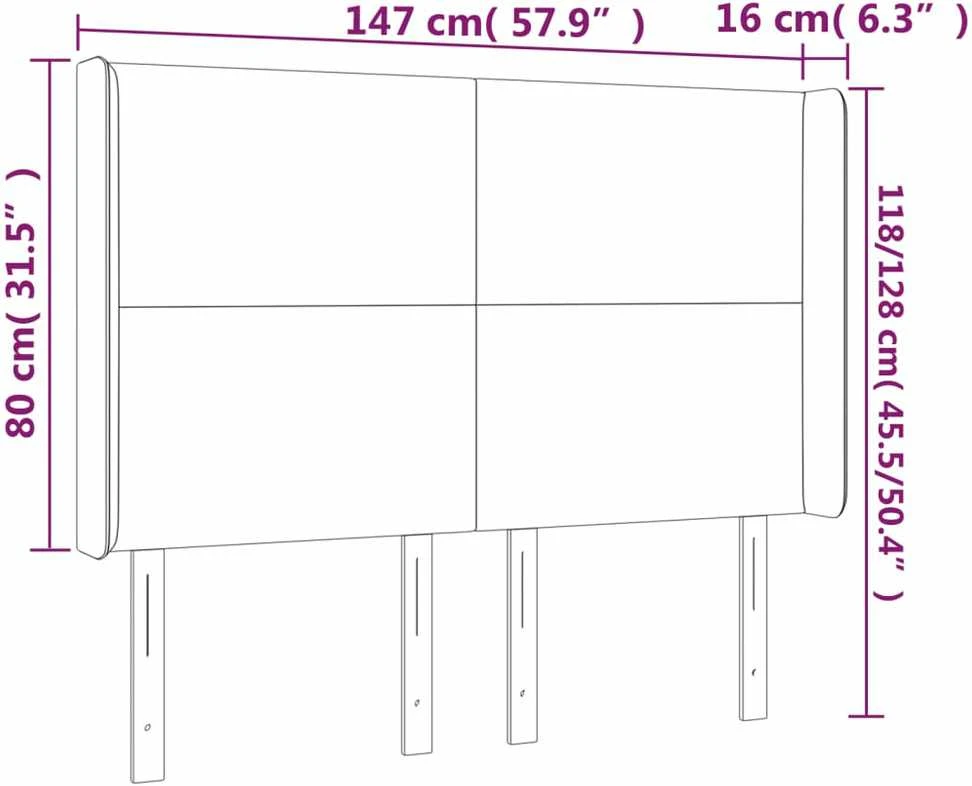 Galvūgalis su LED, juodos spalvos, 147x16x118/128cm, audinys