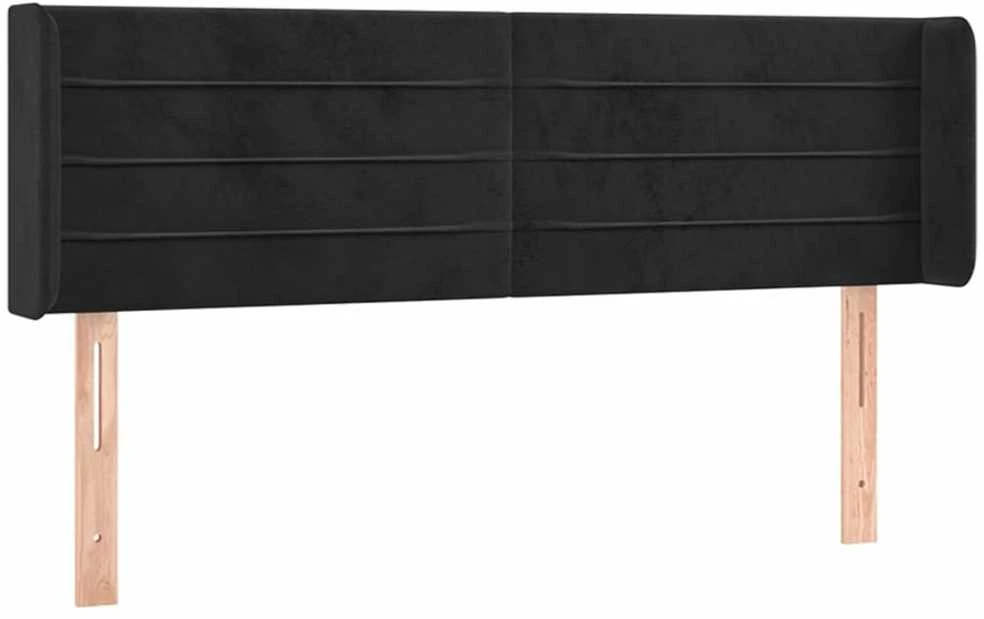 Galvūgalis su LED, juodos spalvos, 147x16x78/88cm, aksomas