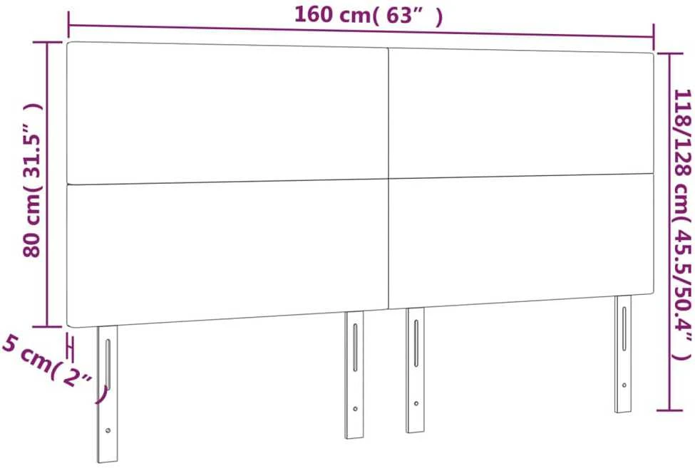 Galvūgalis su LED, juodos spalvos, 160x5x118/128cm dirbtinė oda
