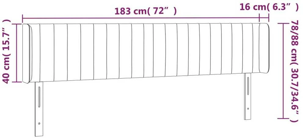 Galvūgalis su LED, juodos spalvos, 183x16x78/88cm, aksomas