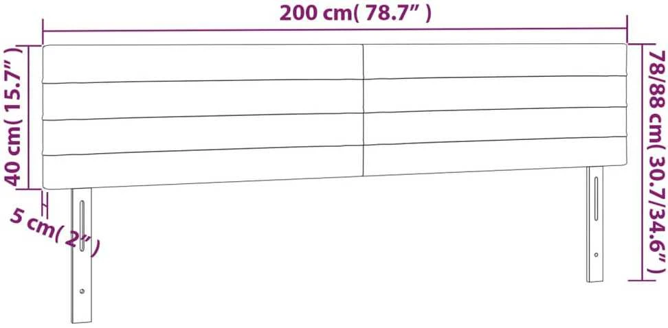 Galvūgalis su LED, juodos spalvos, 200x5x78/88cm, audinys