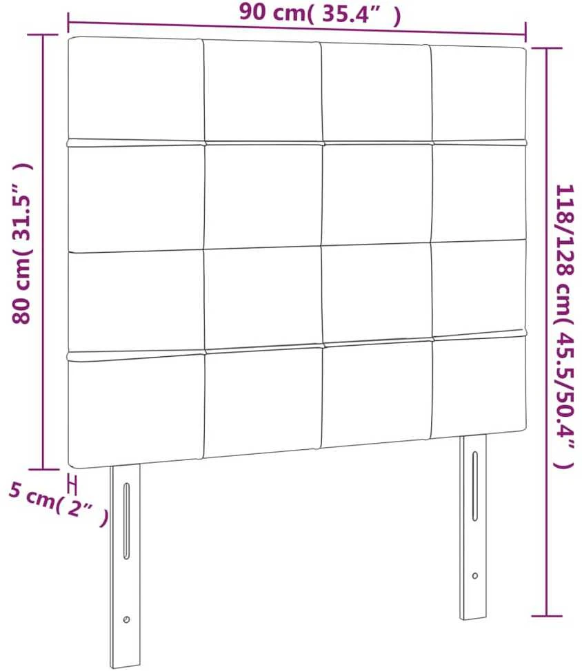 Galvūgalis su LED, juodos spalvos, 90x5x118/128cm, aksomas