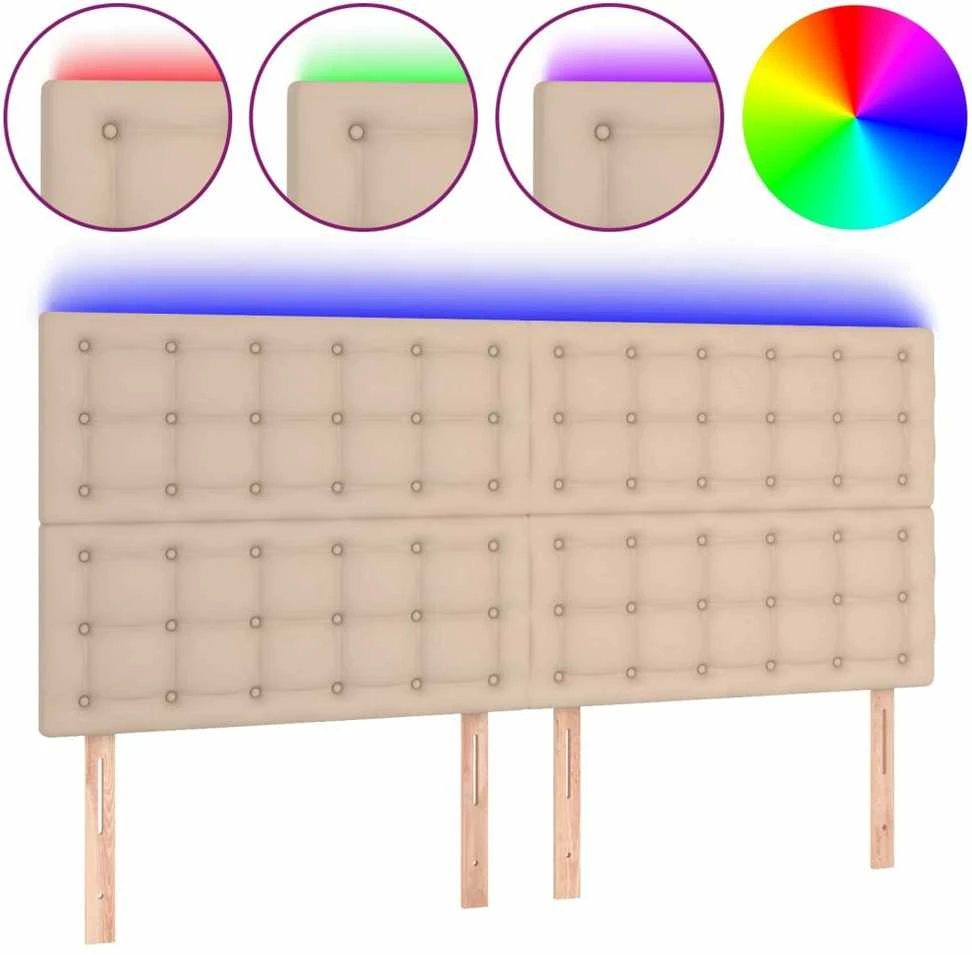 Galvūgalis su LED, kapučino spalvos, 160x5x118/128cm