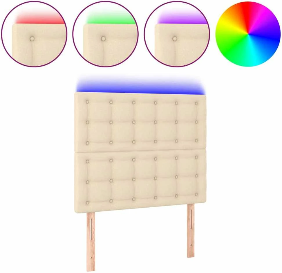 Galvūgalis su LED, kreminės spalvos, 100x5x118/128cm, audinys