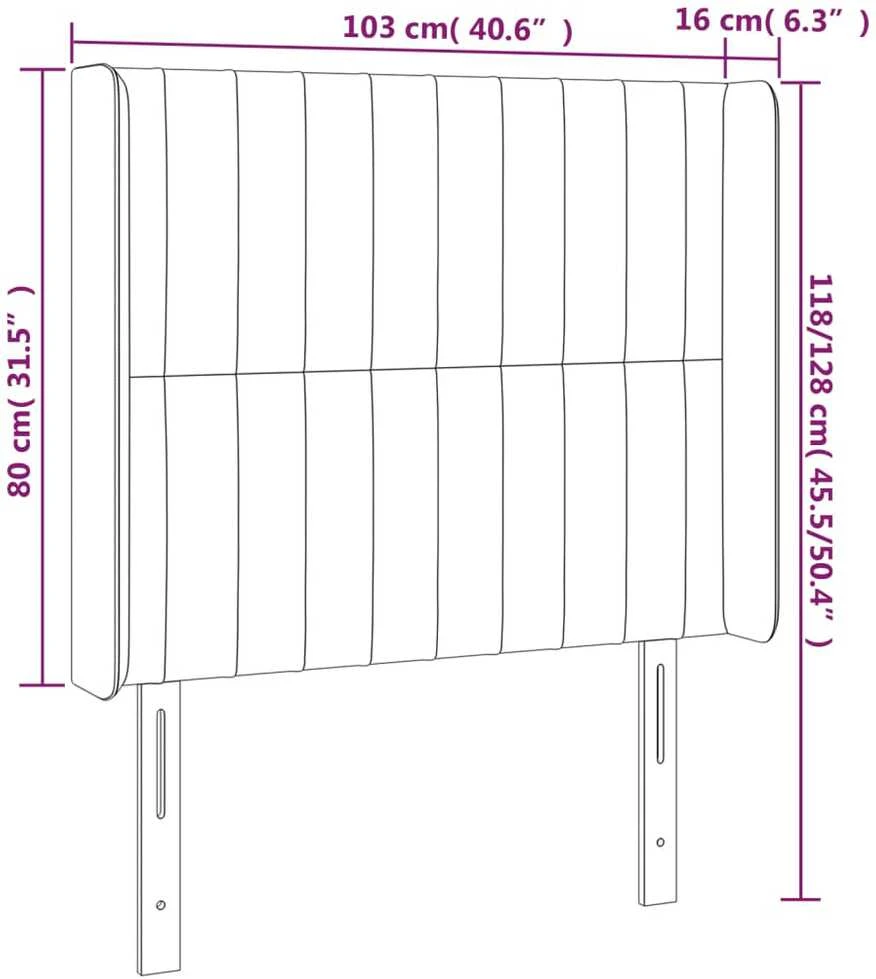 Galvūgalis su LED, kreminės spalvos, 103x16x118/128cm, audinys