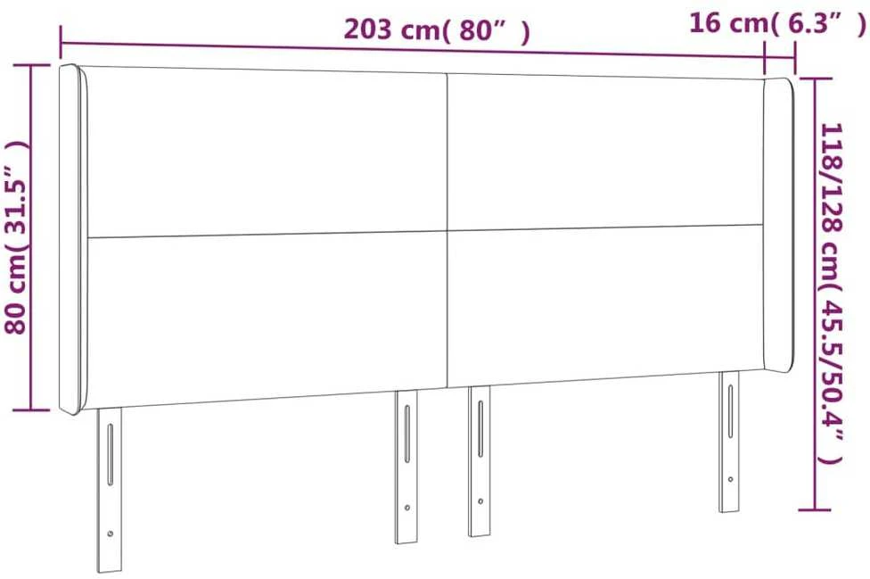 Galvūgalis su LED, mėlynos spalvos, 203x16x118/128cm, audinys