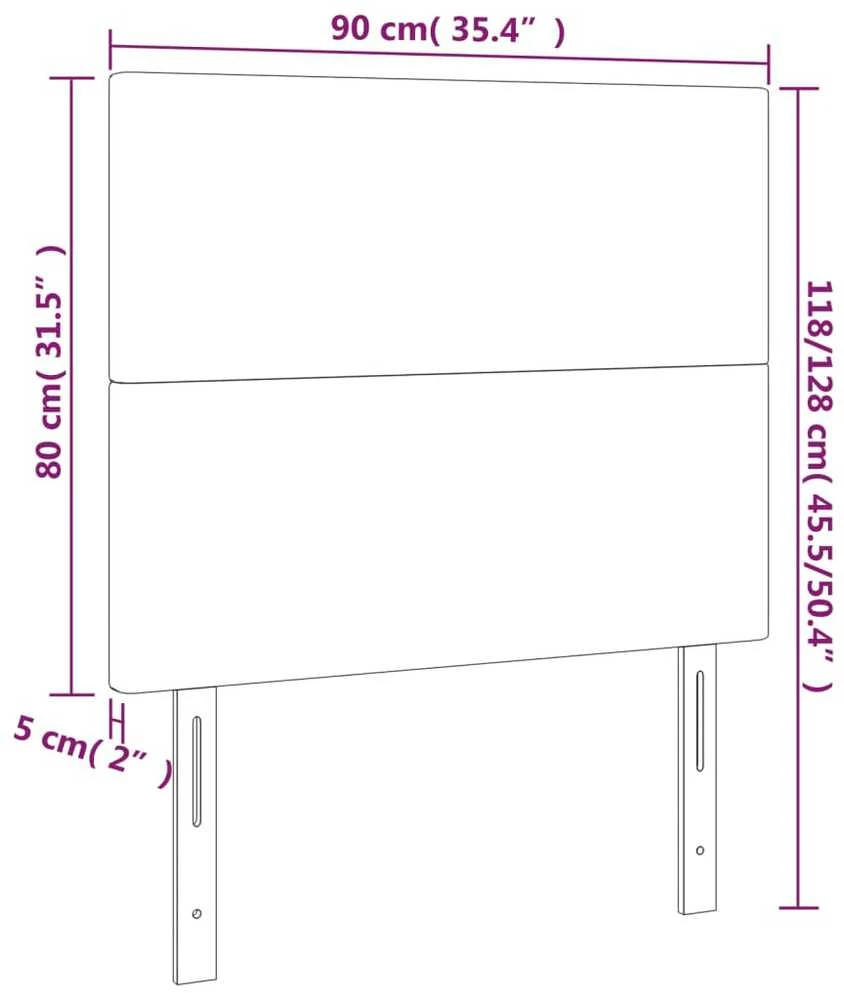 Galvūgalis su LED, pilkas, 90x5x118/128cm, dirbtinė oda