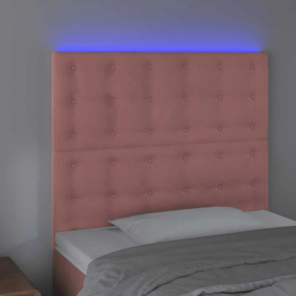 Galvūgalis su LED, rožinės spalvos, 80x5x118/128cm, aksomas
