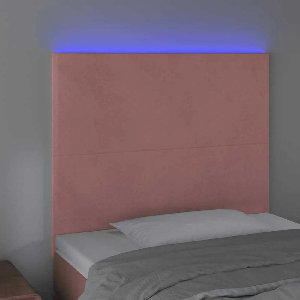Galvūgalis su LED, rožinės spalvos, 90x5x118/128cm, aksomas