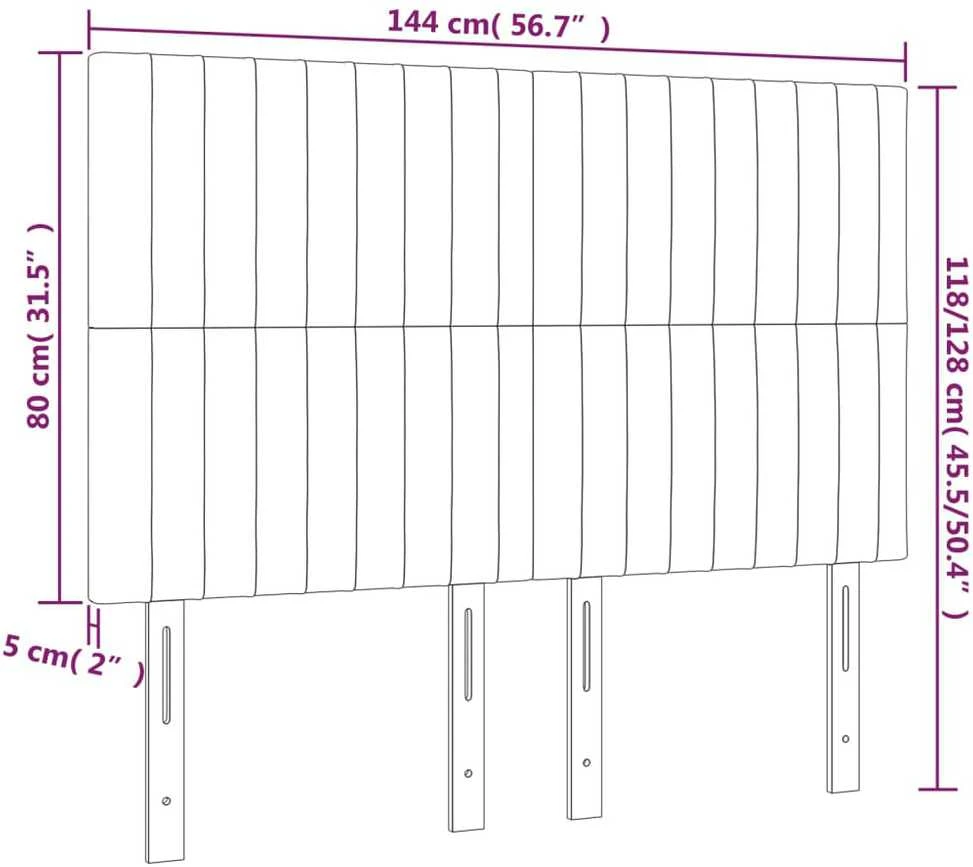 Galvūgalis su LED, šviesiai pilkas, 144x5x118/128cm, aksomas